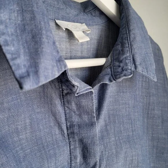 COS Blue Oversized Cotton Shirt Dress Pockets I Size M (fits L too) - Picture 12 of 14